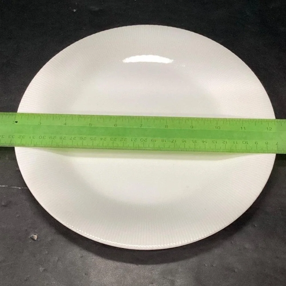 Ascot Japan White Porcelain‎ Dinner Plate, Vintage Ribbed Fine China Dinnerware
